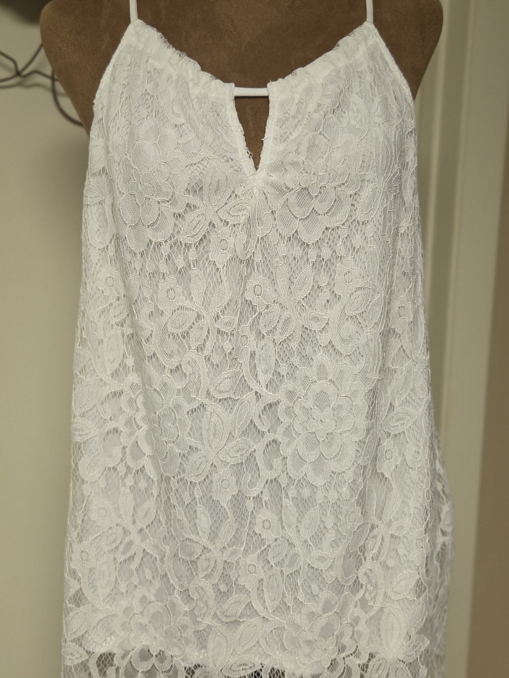 White Lace Spaghetti-Strap Women's Top